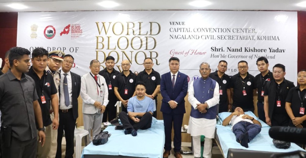 Nagaland Governor Nand Kishore Yadav with others during World Blood Donor Day 2026 in Kohima on June 12. (Morung Photo)